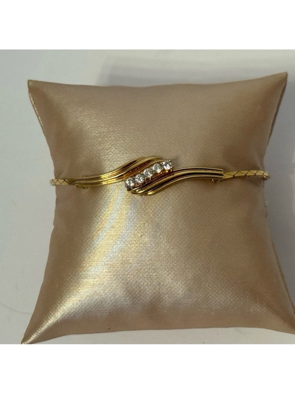 VINTAGE KOREA BRACELET GOLD PLATE RHINESTONE 6.75”